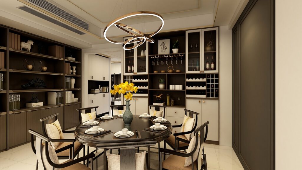 interior design, dining table, indoors